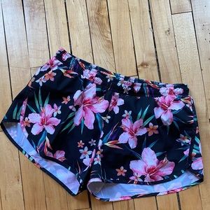 Tropical print running shorts